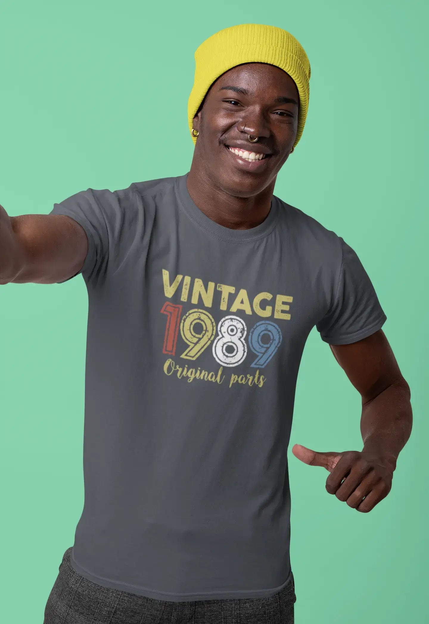 ULTRABASIC - Graphic Printed Men's Vintage 1989 T-Shirt Mouse Grey