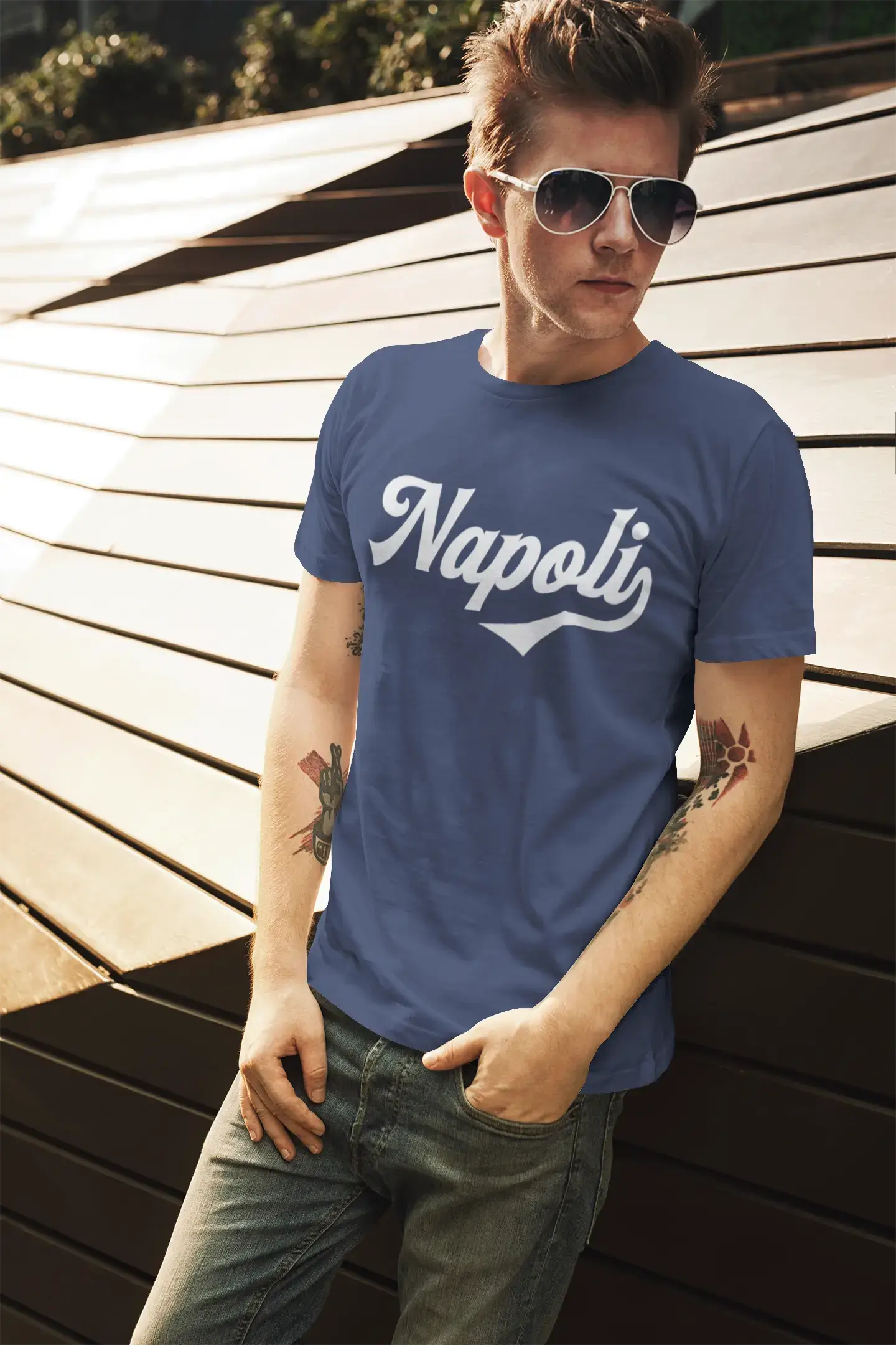 ULTRABASIC - Napoli-T-Shirt <span>für Herren</span> <span>mit</span> <span>Grafikdruck</span> <span>, Graumeliert</span>