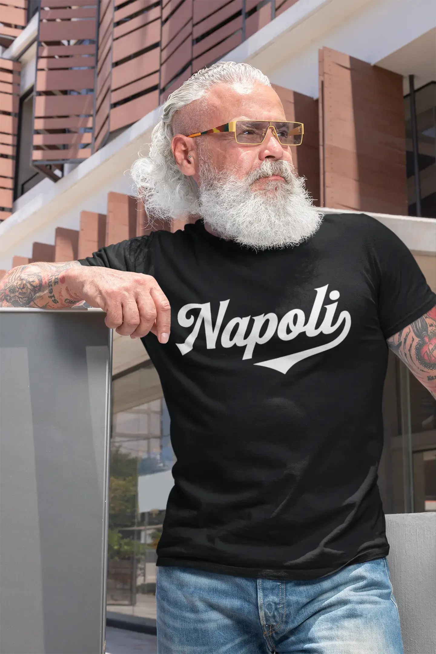 ULTRABASIC - Napoli-T-Shirt <span>für Herren</span> <span>mit</span> <span>Grafikdruck</span> <span>, Graumeliert</span>