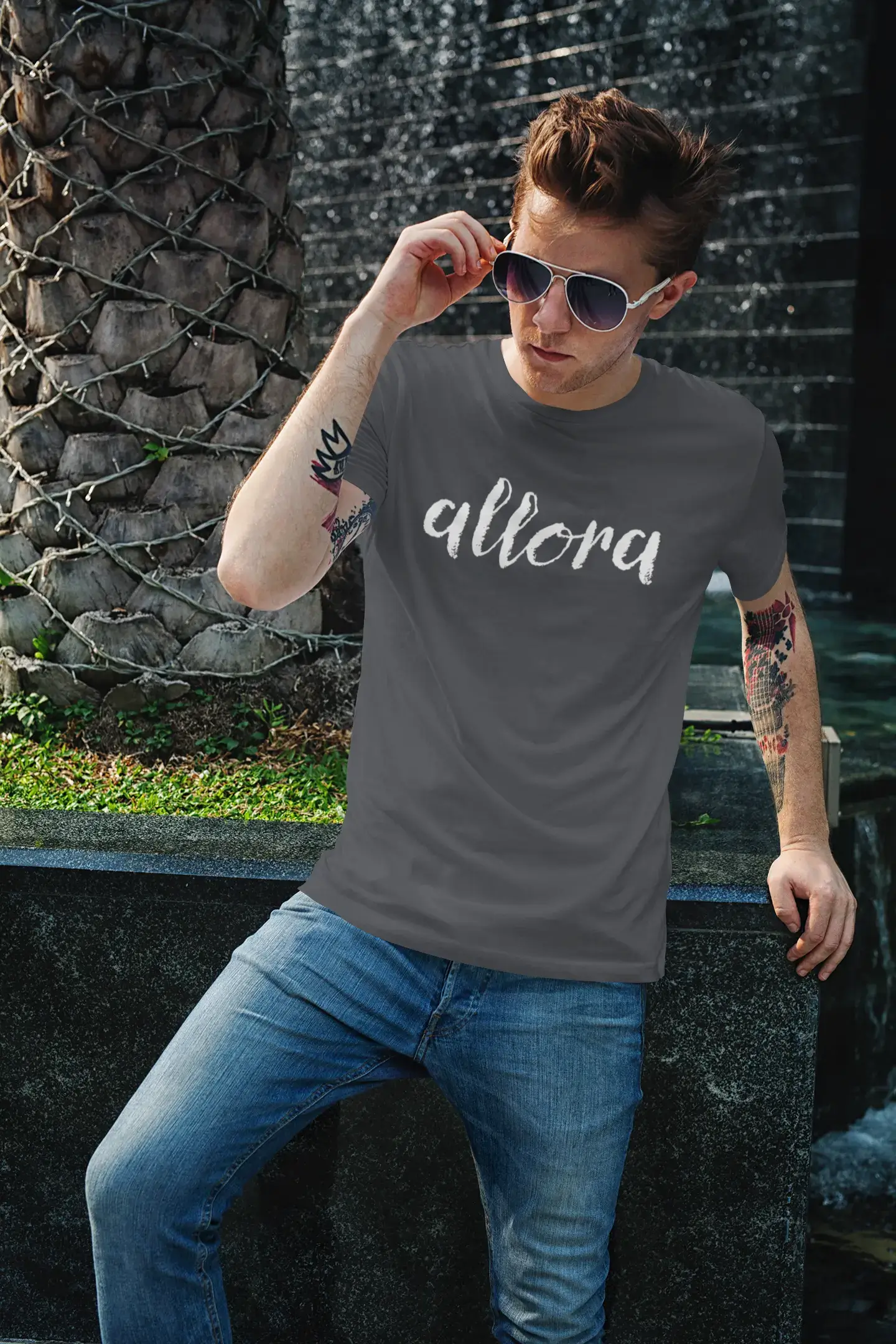 ULTRABASIC - Allora-T-Shirt <span>für Herren</span> mit <span>grafischem</span> <span>Print,</span> <span>französisches Marineblau</span>