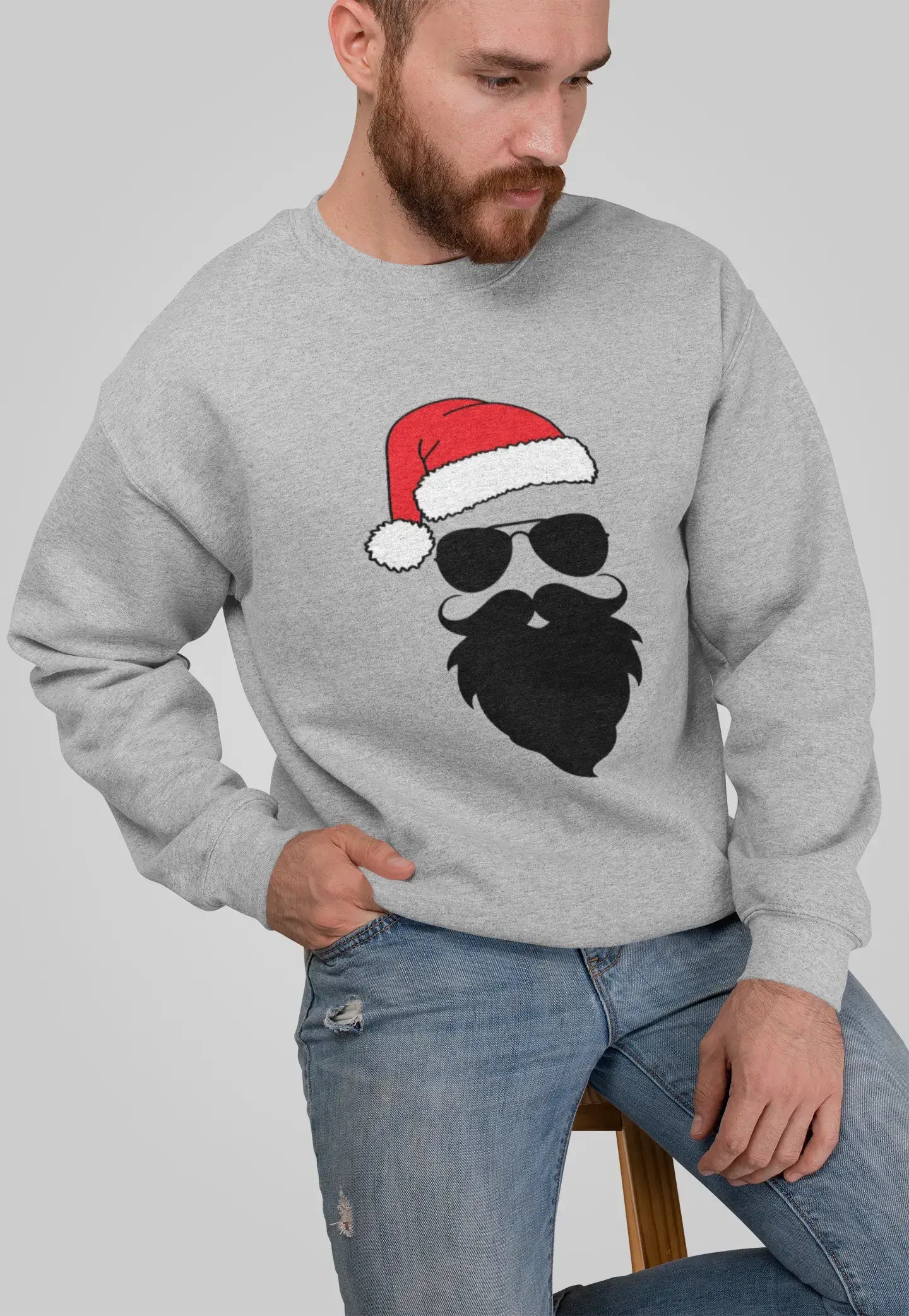 ULTRABASIC - Lustiges Weihnachts-Sweatshirt mit lustigem Weihnachtsmann-Motiv, <span>bedrucktes</span> <span>Grafik</span> -T-Shirt <span>für Herren,</span> <span>Geschenk-</span> T-Shirt <span>in Graumeliert</span>