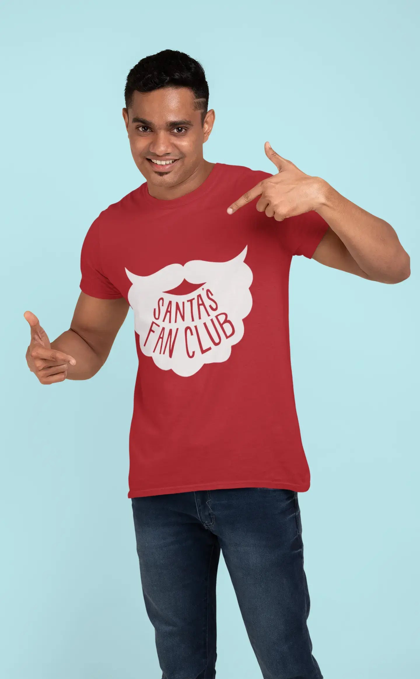 ULTRABASIC - Graphic Men's Santa's Fan Club Christmas T-Shirt Xmas Gift Ideas Navy