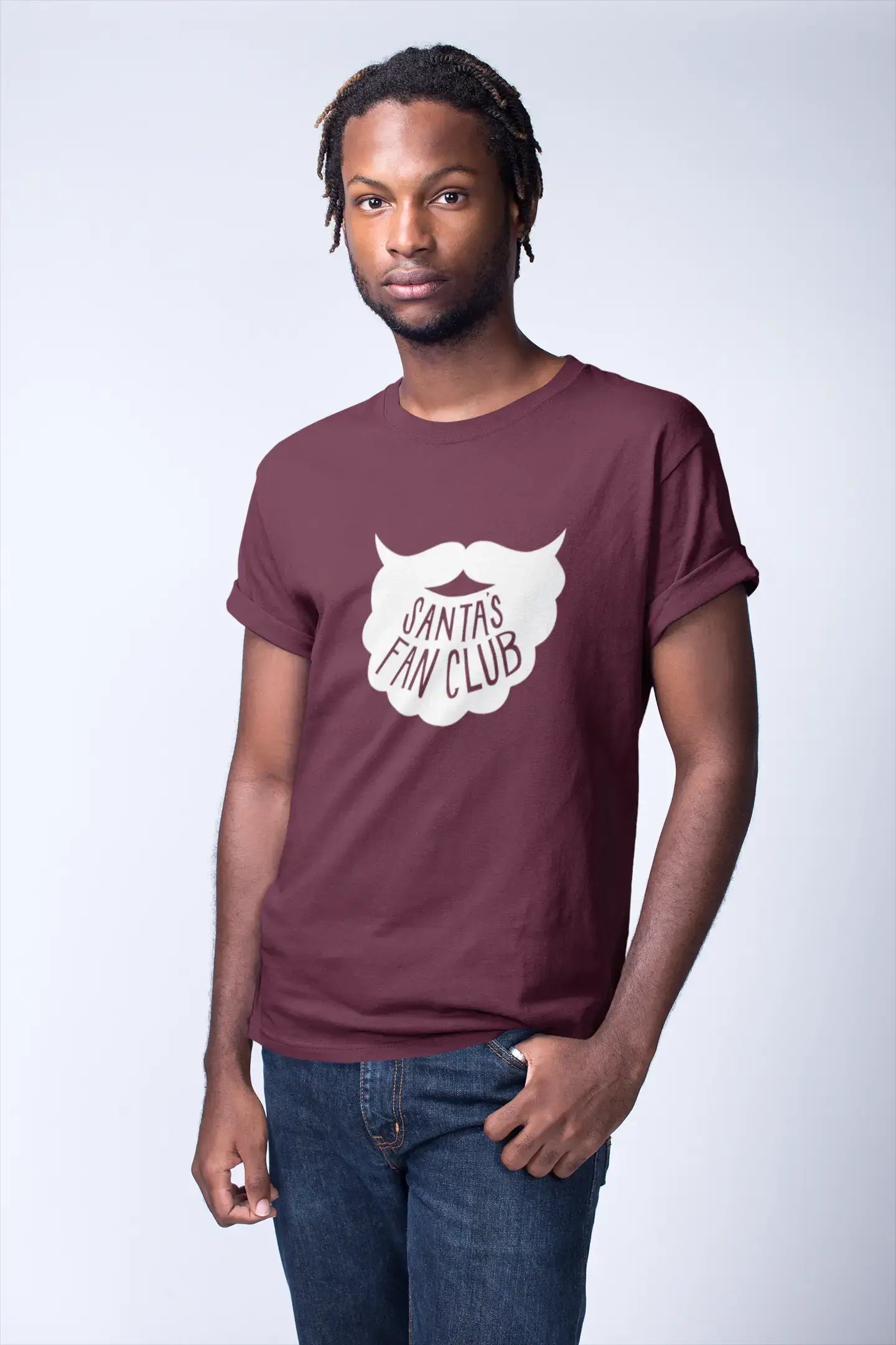 ULTRABASIC - <span>Grafisches</span> Weihnachts-T-Shirt „Santa's Fan Club“ <span>für Herren</span> , <span>Weihnachtsgeschenkideen</span> , Burgunderrot