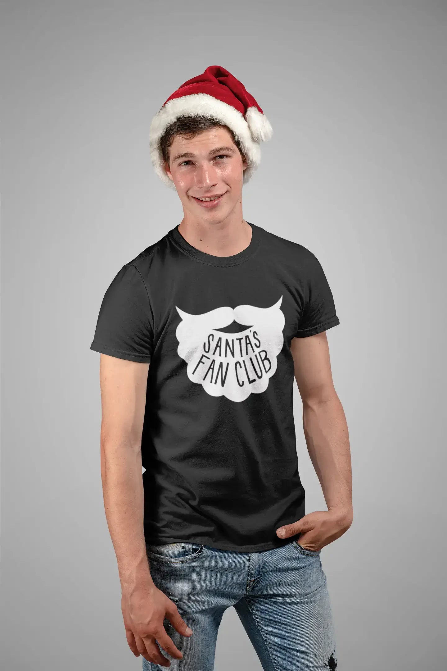 ULTRABASIC - <span>Grafisches</span> Weihnachts-T-Shirt „Santa's Fan Club“ <span>für Herren</span> , <span>Weihnachtsgeschenkideen</span> , Burgunderrot