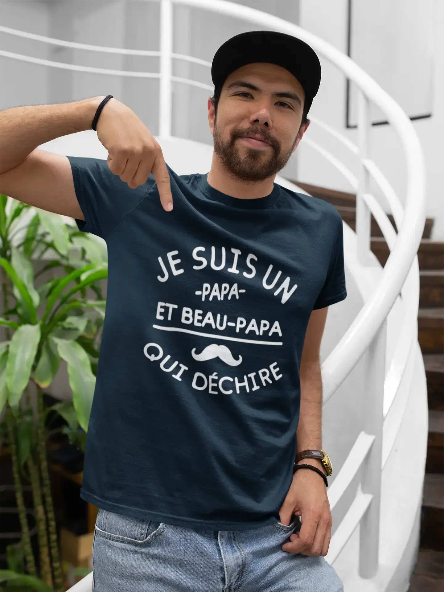 Ultrabasic - Graphique Homme Papa Et Beau-Papa Qui déchire T-Shirt Cadeau Imprimé Tée-Shirt Noir Profond