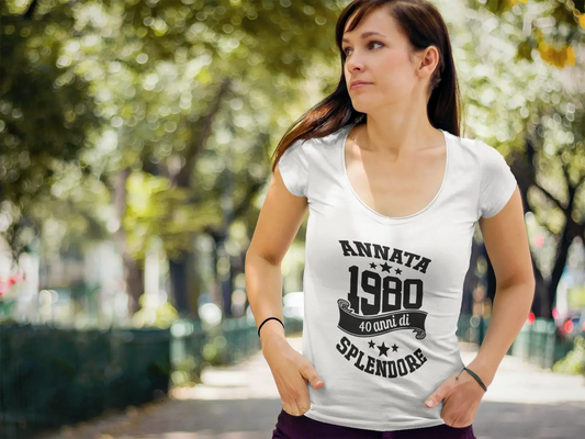 Ultrabasic® Tee-Shirt Femme col Rond Décolleté Annata Fatto nel 1980, 40 Anni di Splendore Anniversaire Cadeau