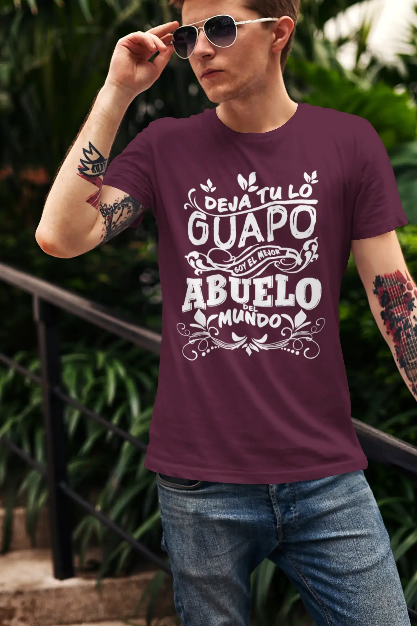 Ultrabasic® Homme T-Shirt Graphique Mejor Abuelo Del Mundo Anniversaire génial Chemise