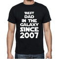 Men's Graphic T-Shirt Best Dad in the Galaxy Since 2007 17th Birthday Anniversary 17 Year Old Gift 2007 Vintage Eco-Friendly Short Sleeve Novelty Tee