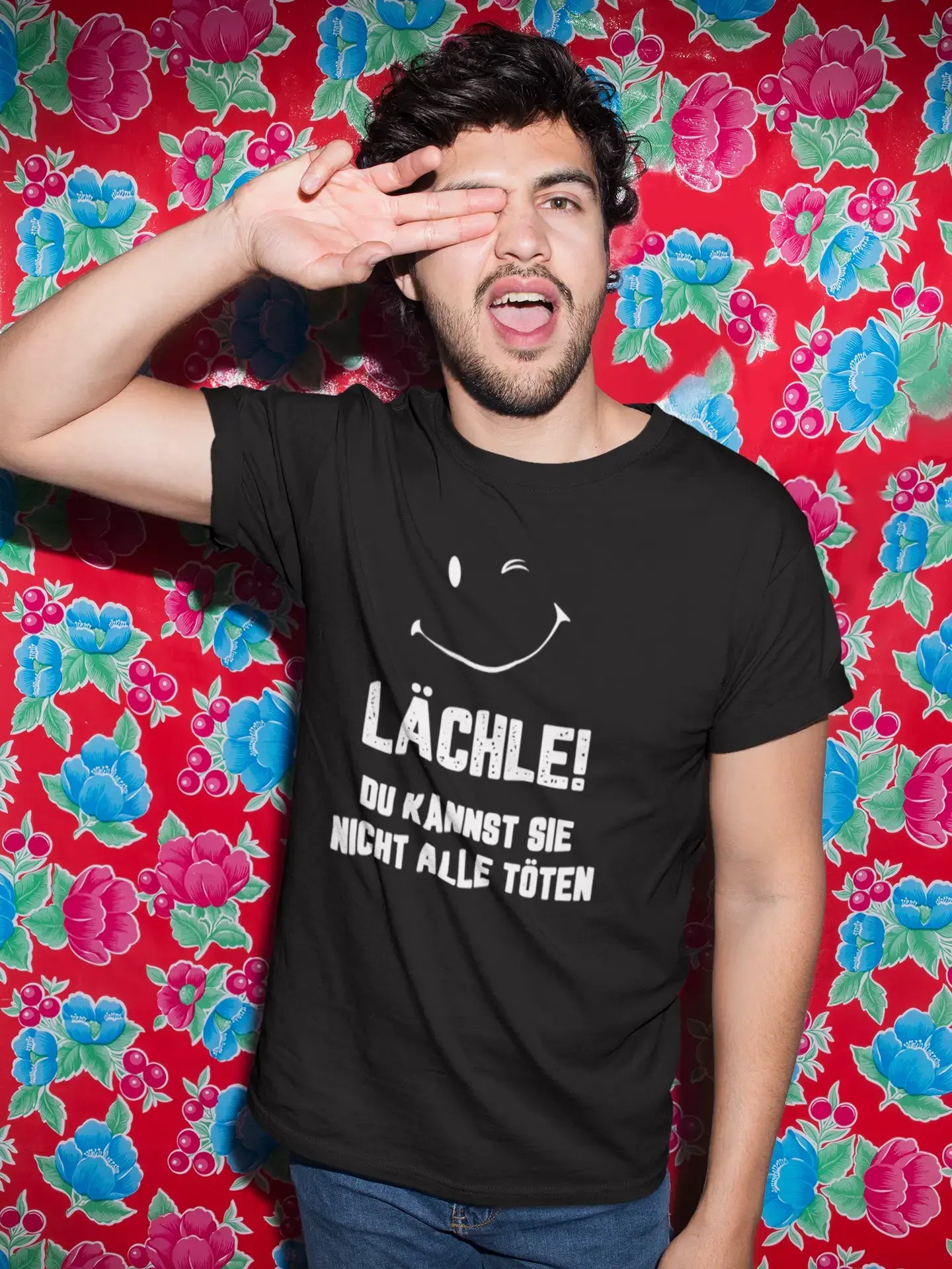 Men’s Graphic T-Shirt Lächle du Kannst Sie Nicht alle Töten Casual Aqua Gift Idea