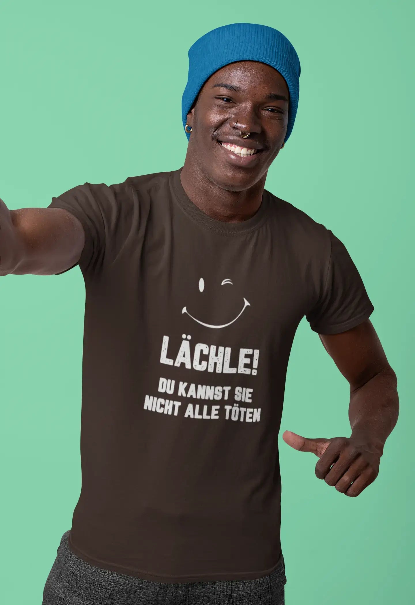Men’s Graphic T-Shirt Lächle du Kannst Sie Nicht alle Töten Casual Aqua Gift Idea
