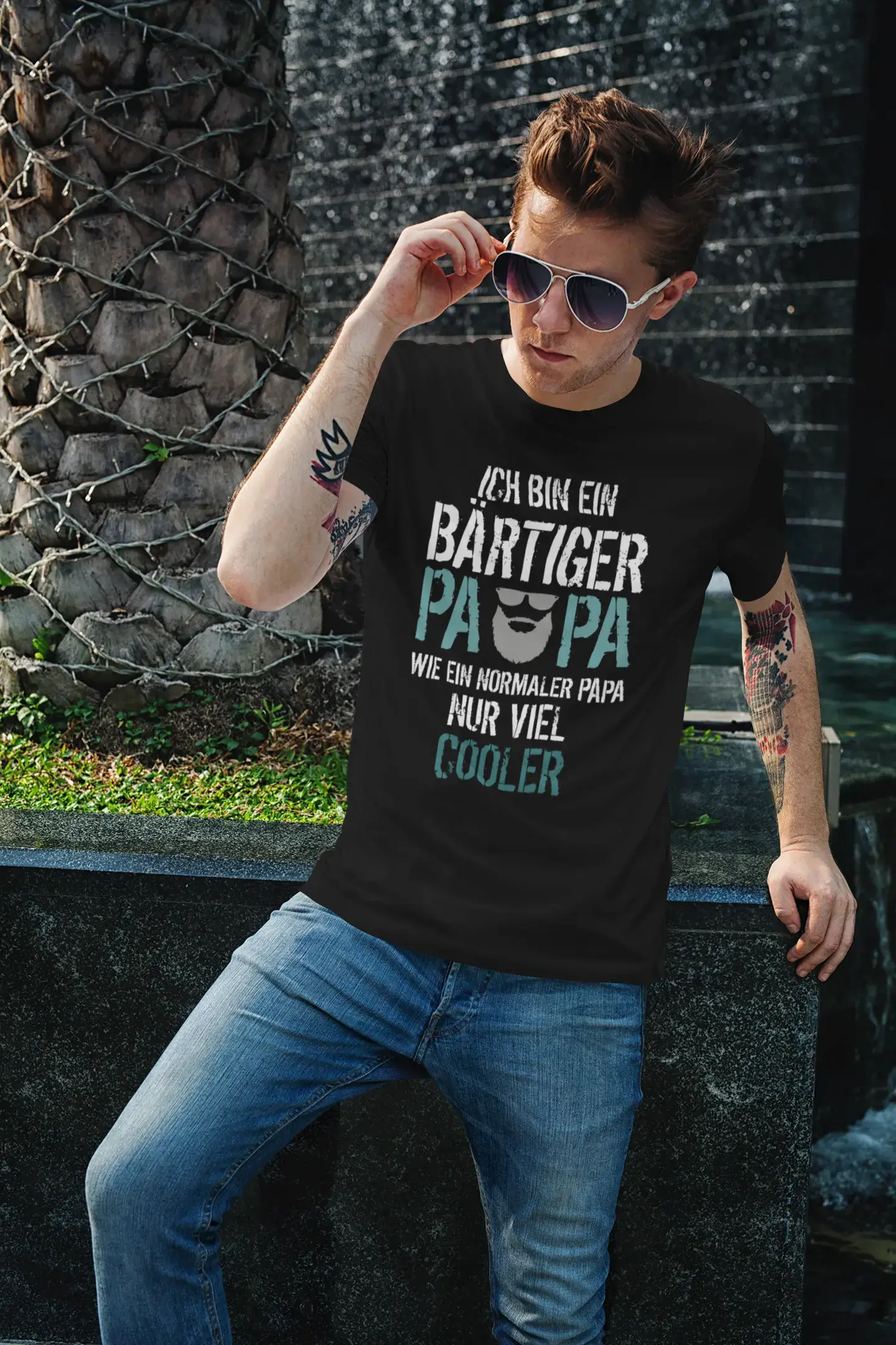 Men’s Graphic T-Shirt Ich bin ein Bärtiger Papa - nur cooler Military Green Gift Idea