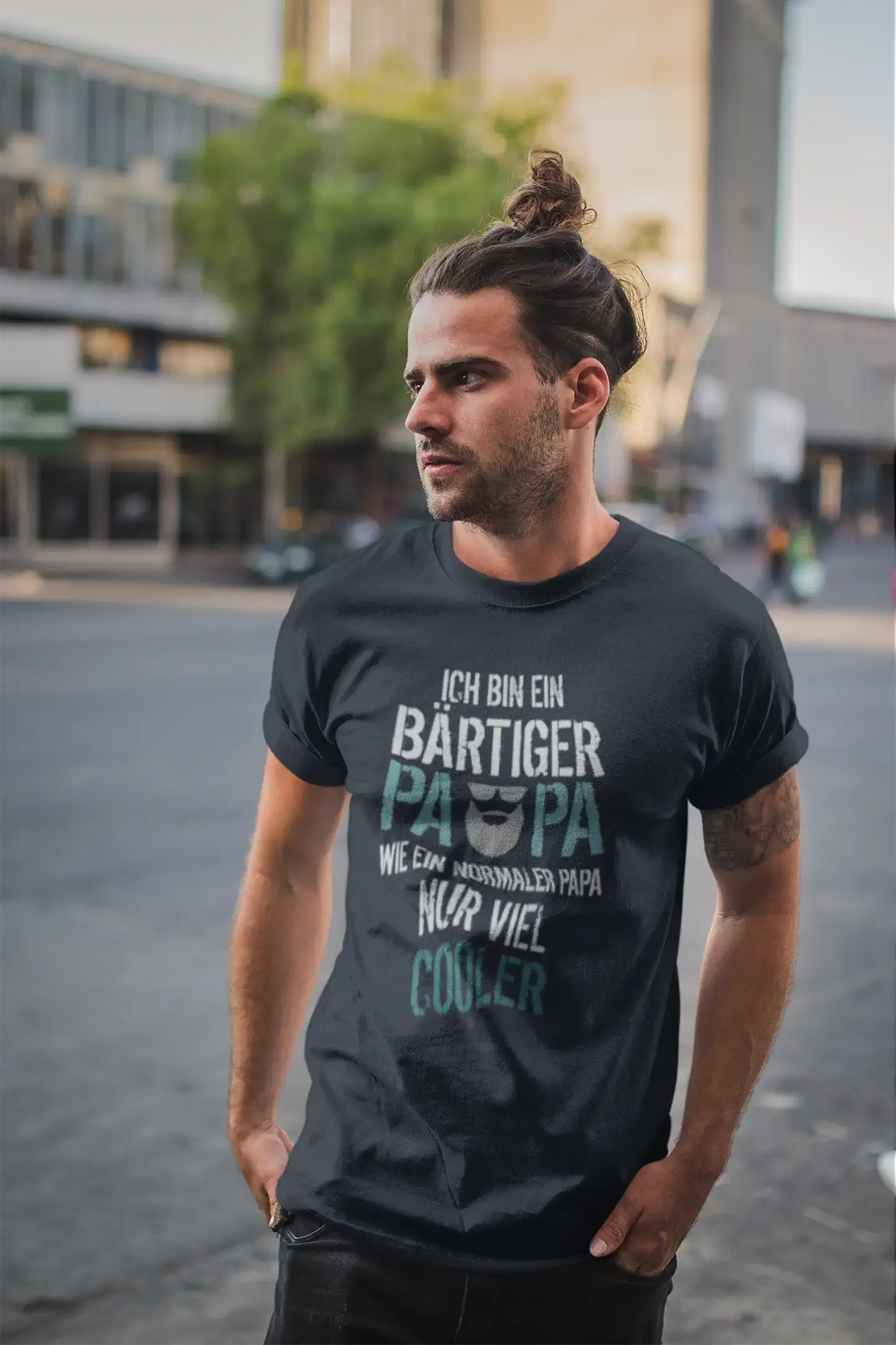 Men’s Graphic T-Shirt Ich bin ein Bärtiger Papa - nur cooler Military Green Gift Idea