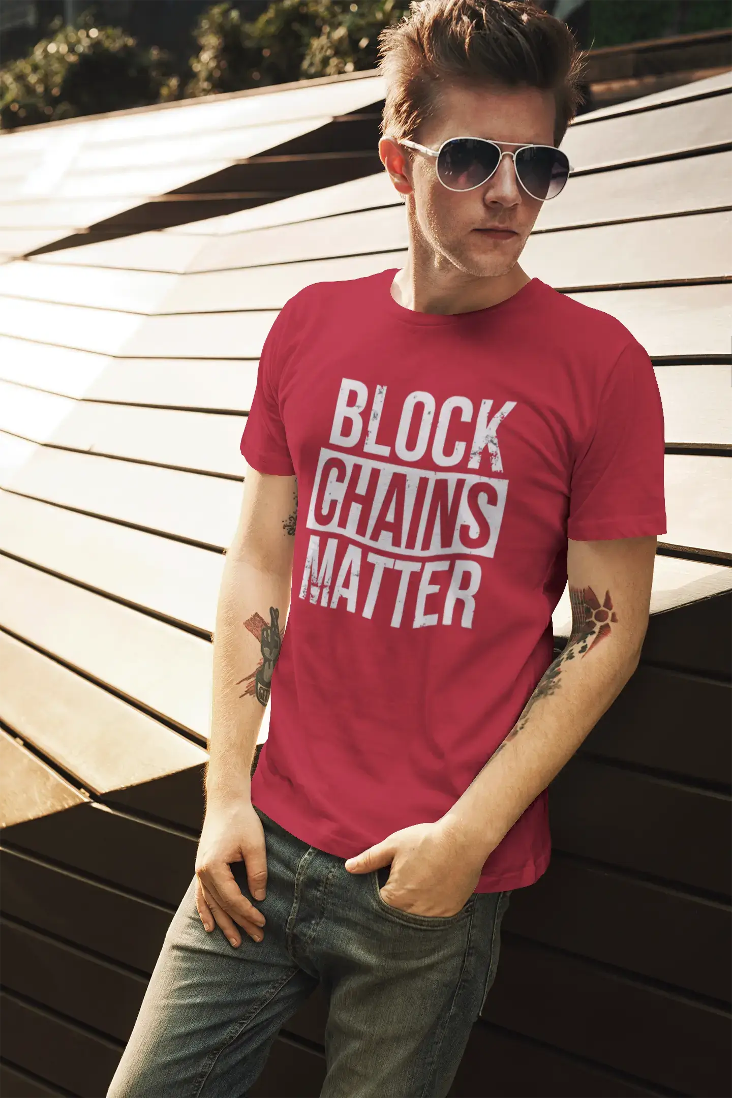 Men’s Graphic T-Shirt Blockchains Matter Cryptocurrency Aqua Gift Idea