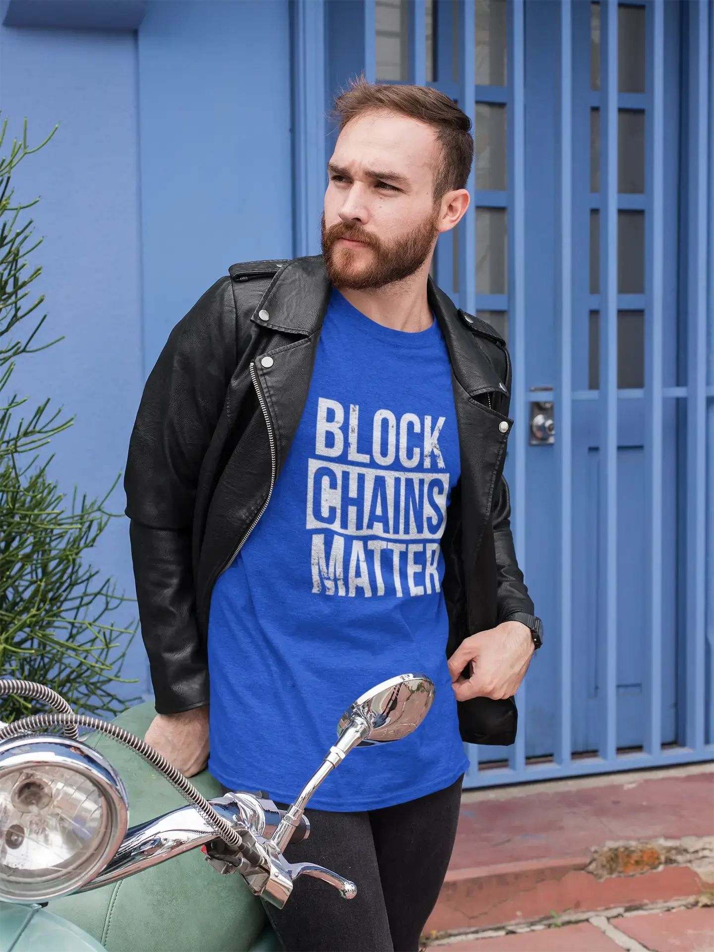 Men’s Graphic T-Shirt Blockchains Matter Cryptocurrency Aqua Gift Idea