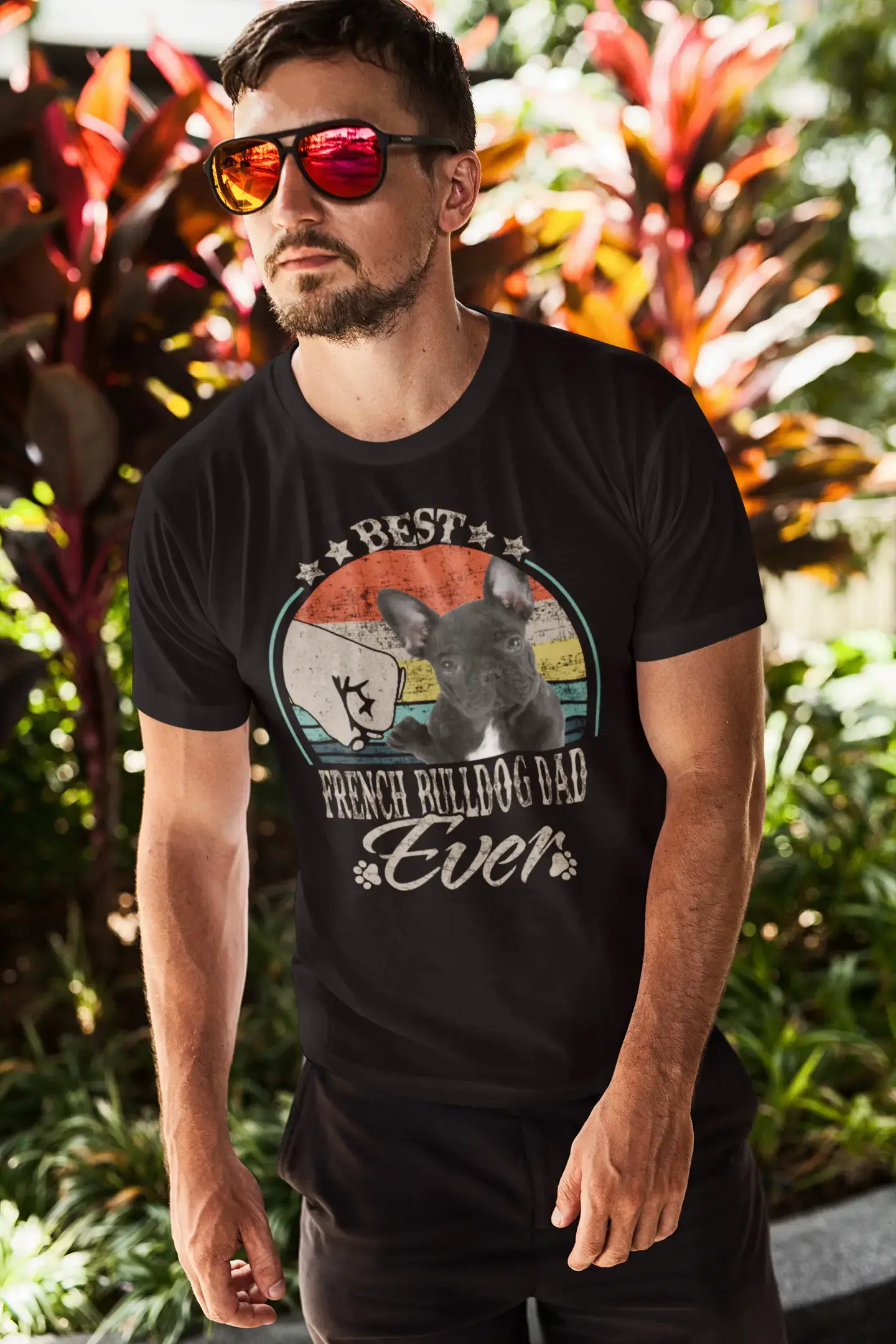 ULTRABASIC Herren-Grafik-T-Shirt Bester französischer Bulldogge-Vater aller Zeiten – Hundefaust-Shirt