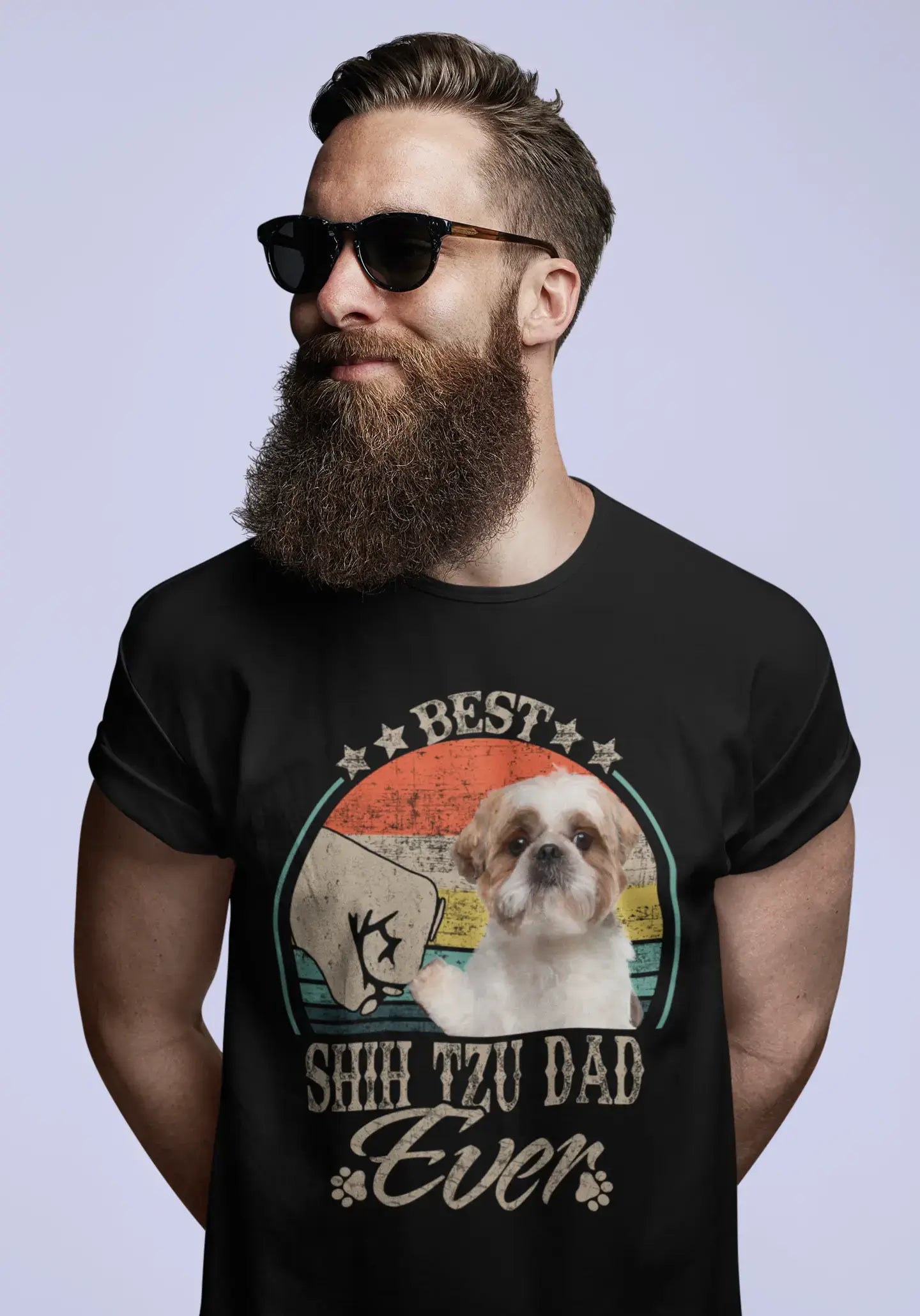 ULTRABASIC Herren-Grafik-T-Shirt Bester Shih Tzu-Vater aller Zeiten – Hundefaust-Shirt