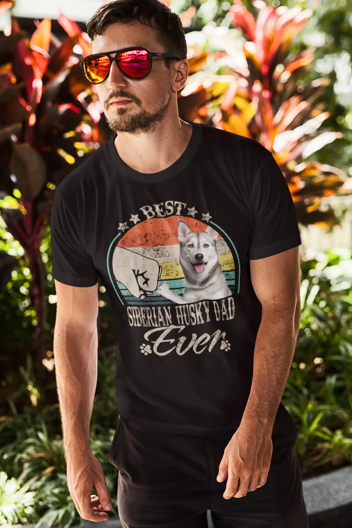 ULTRABASIC Herren-Grafik-T-Shirt „Bester Siberian Husky-Vater aller Zeiten – Dog Fist Shirt“.