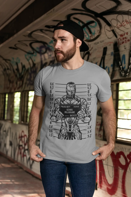 ULTRABASIC Herren-Grafik-T-Shirt Genius Billionaire Mugshot Shirt – lustiges Shirt