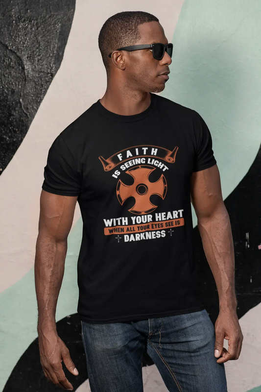ULTRABASIC Men's T-Shirt Faith is Seeing Light With Your Heart - Christian Shirt
