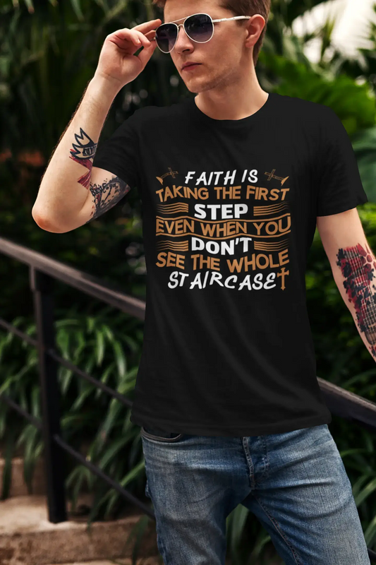 ULTRABASIC Men's T-Shirt Faith is Taking the First Step - Christian Religious Shirt