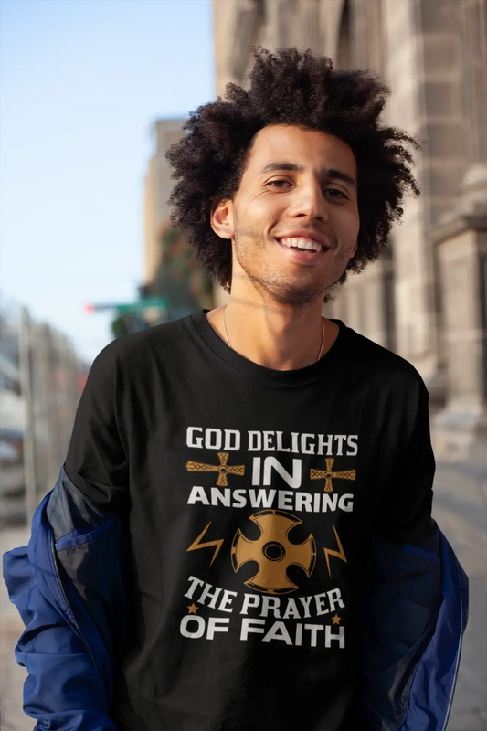 ULTRABASIC Religiöses T-Shirt für Herren Gott freut sich, das Gebet des Glaubens zu beantworten