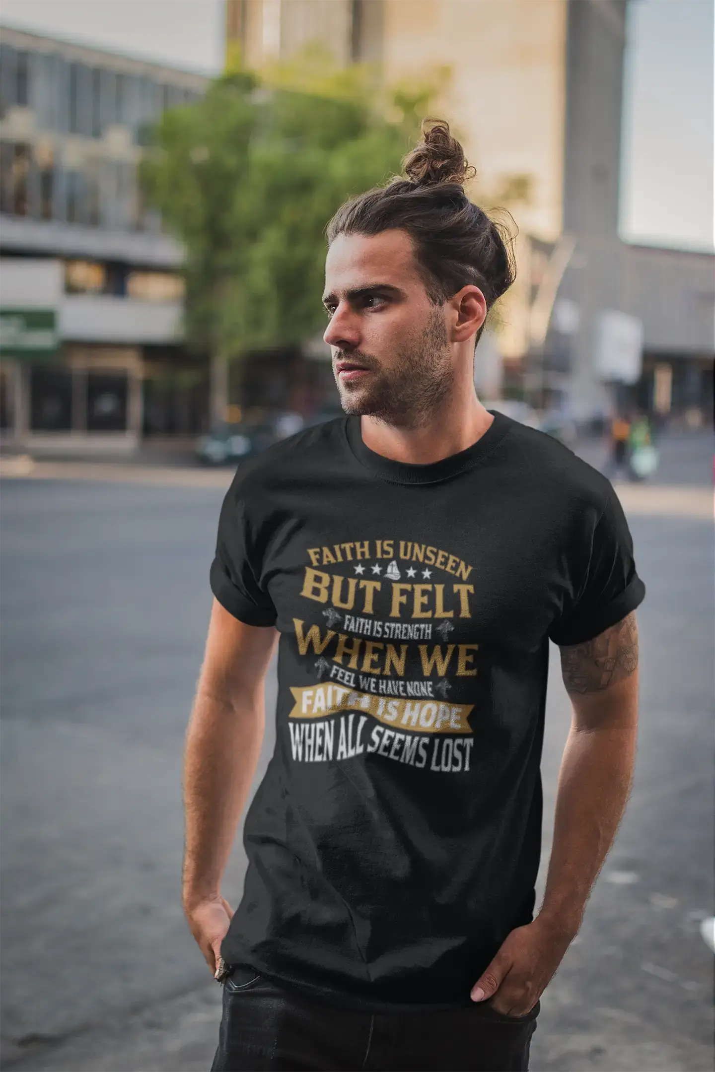 ULTRABASIC Herren-T-Shirt „Glaube ist Stärke – Glaube ist Hoffnung – religiöses Hemd“.