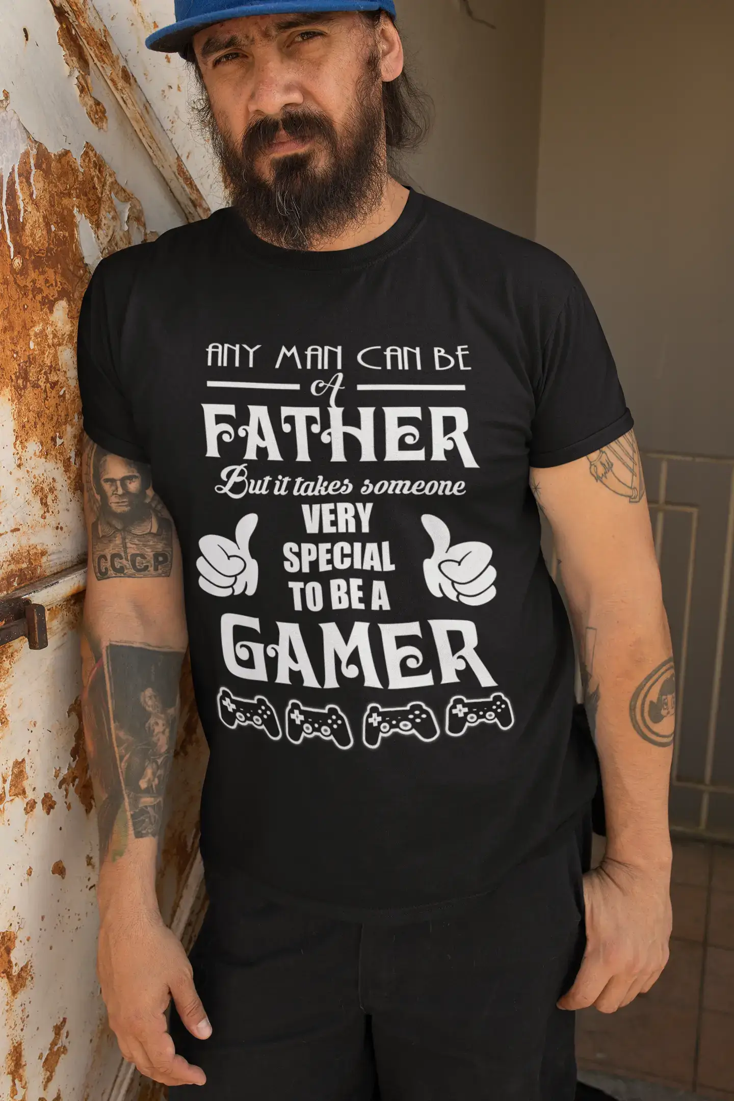 ULTRABASIC Men's T-Shirt Any Man Can Be Father - Dad Gamer - Gift for Father's Day
