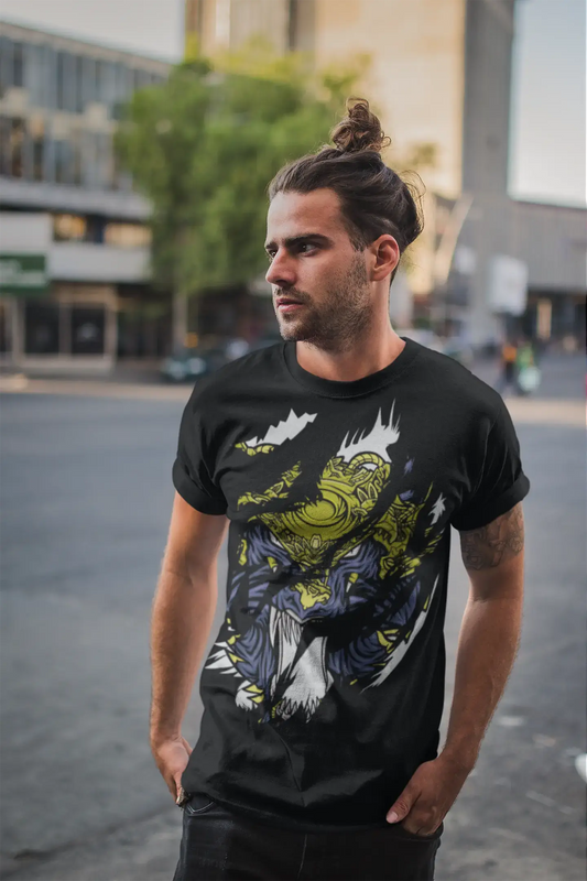 ULTRABASIC Men's Torn T-Shirt Angry Animal - Mad Graphic Vintage Shirt for Men