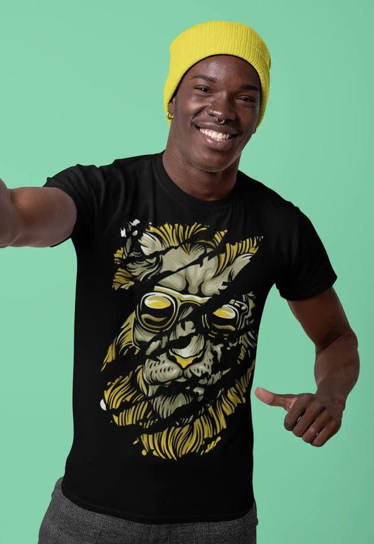 ULTRABASIC Men's Torn T-Shirt Cool Lion - Funny Vintage Shirt for Men
