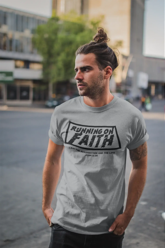 ULTRABASIC Men's Religious T-Shirt Running on Faith - Jesus Christ Shirt