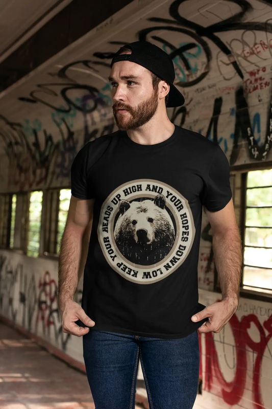 T-shirt ULTRABASIC pour hommes Gardez la tête haute et espérez bas - Chemise ours pour homme