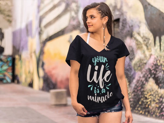 ULTRABASIC Women's T-Shirt Your Life Is a Miracle - Inspirational Shirt