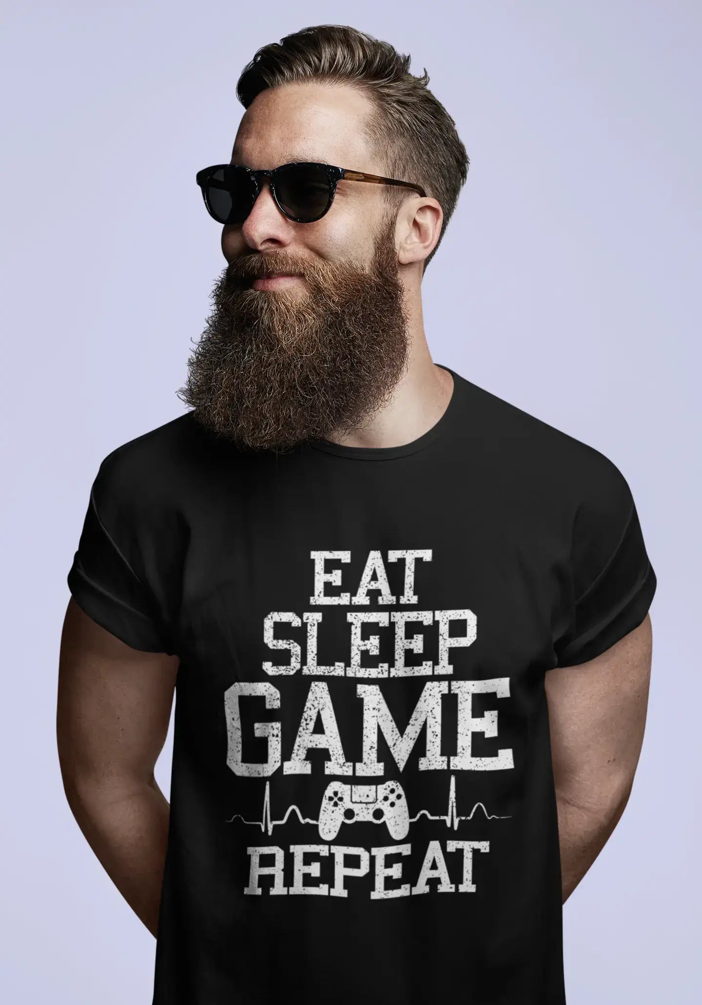 ULTRABASIC Men's T-Shirt Eat Sleep Game Repeat - Gaming Funny Quote - Gift for Gamers
