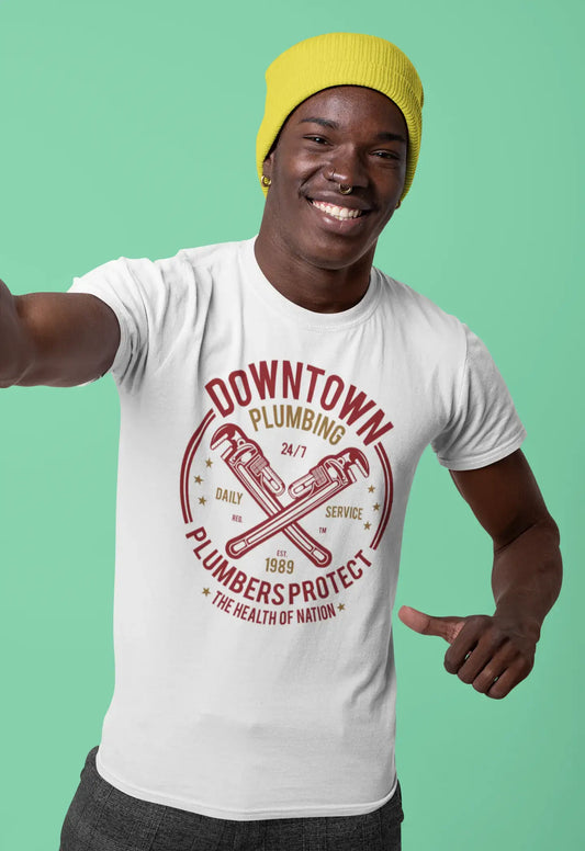 ULTRABASIC Herren-T-Shirt Downtown Plumbing – Klempner schützen seit 1989 – Gesundheit der Nation