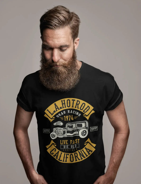 ULTRABASIC Herren T-Shirt LA Hotrod Drag Racing 1974 – Live Fast Die Old Vintage T-Shirt