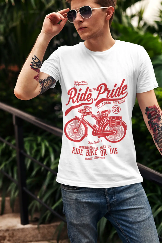ULTRABASIC Men's T-Shirt Ride With Pride - Classic Bicycle - Ride Bike or Die Tee Shirt