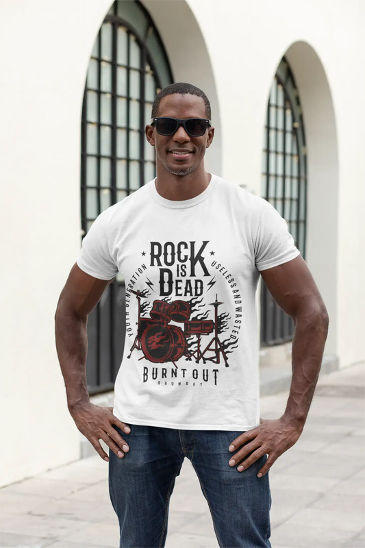 ULTRABASIC Men's T-Shirt Rock is Dead - Burnt Out Drumset Music Tee Shirt