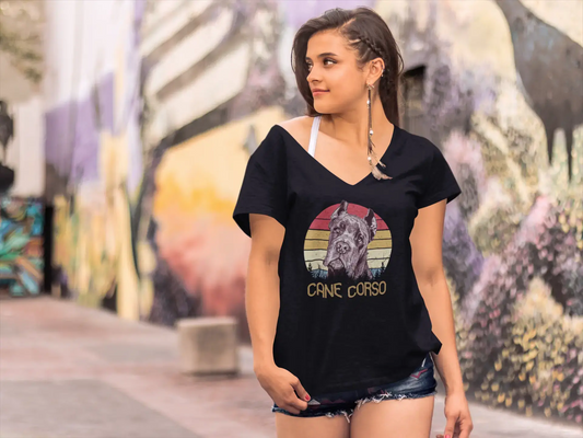 ULTRABASIC Damen-T-Shirt Cane Corso Retro Sunset – süßes Hundeliebhaber-T-Shirt für Damen