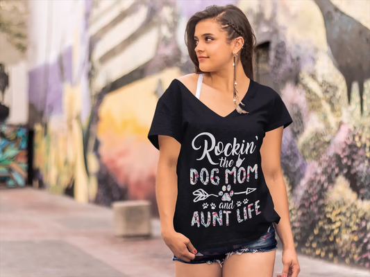 ULTRABASIC Women's Graphic T-Shirt Rockin The Dog Mom and Aunt Life - Dog Paws