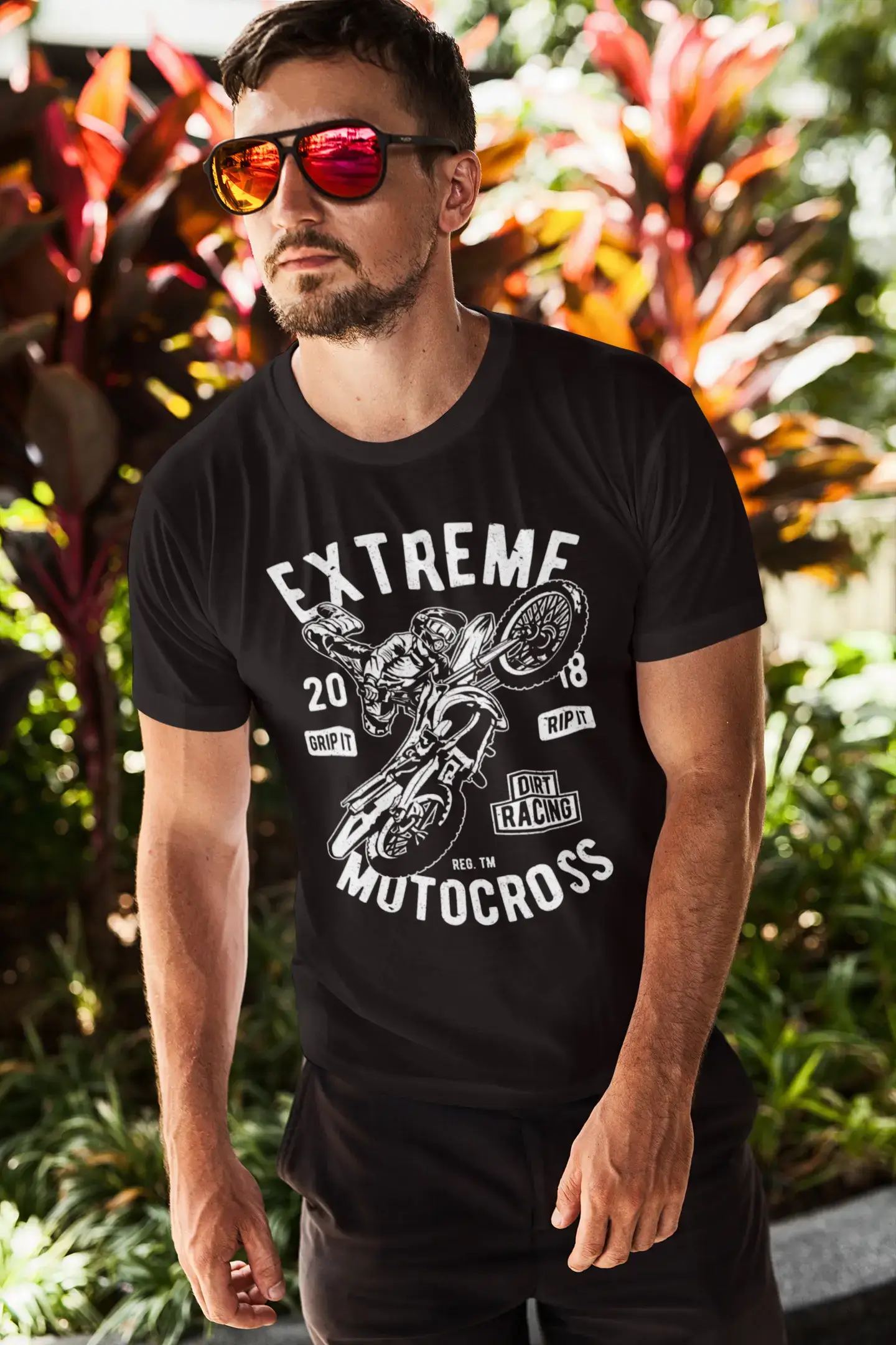 ULTRABASIC Herren-Grafik-T-Shirt Extreme Motorcross 2018 – Dirt Racing – Motorliebhaber