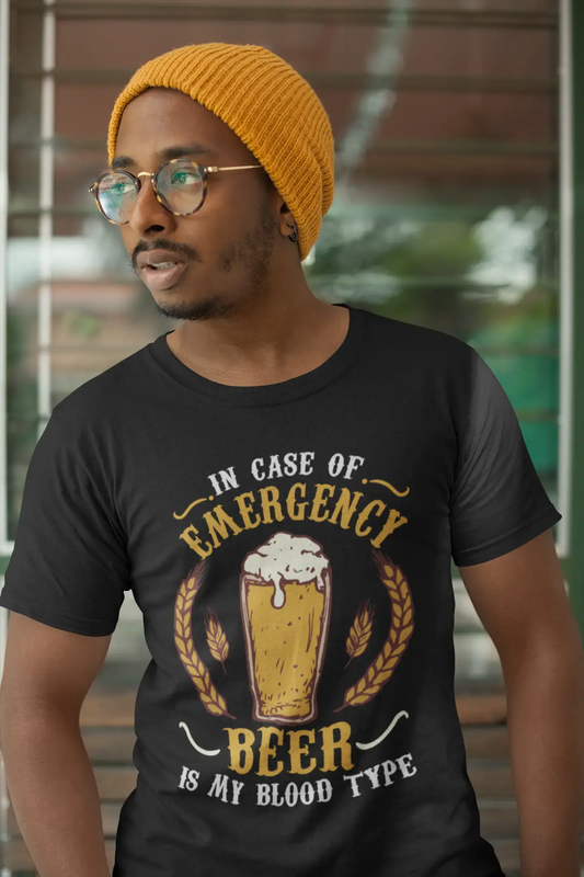 ULTRABASIC Herren-T-Shirt „In Case of Emergency Beer Is My Blood Type“ – Bierliebhaber-T-Shirt