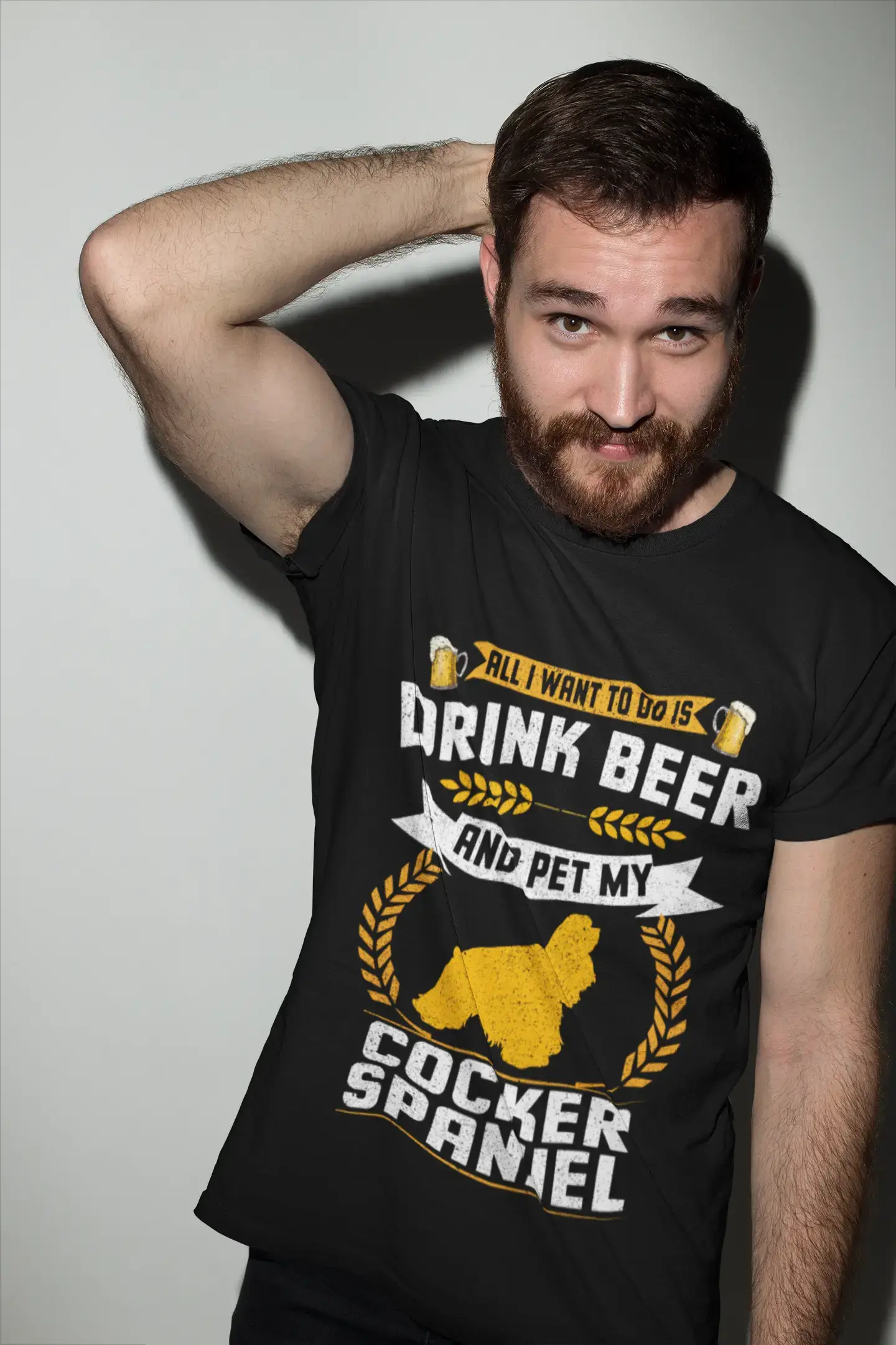ULTRABASIC Men's T-Shirt All I Want to Do Is Drink Beer and Pet My Cocker Spaniel - Beer Dog Lover Tee Shirt
