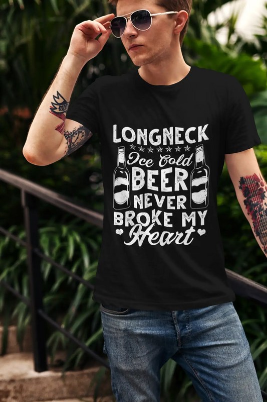 ULTRABASIC Men's T-Shirt Longneck Ice Cold Beer Never Broke My Heart - Beer Lover Tee Shirt