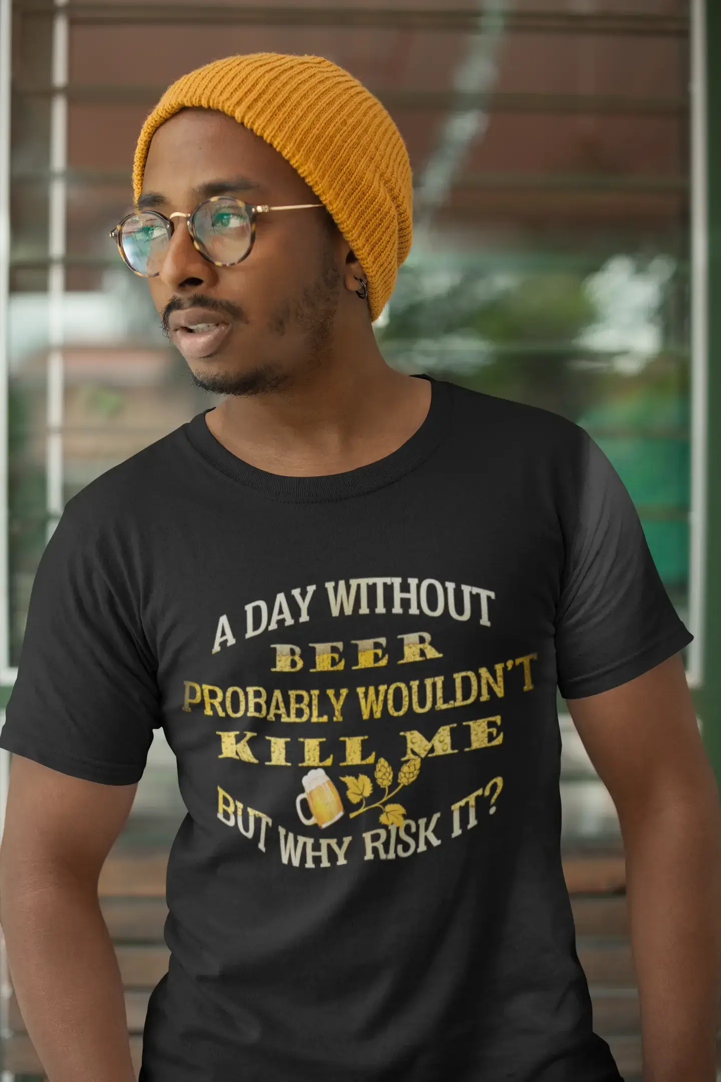 ULTRABASIC Lustiges Herren-T-Shirt „Tag ohne Bier würde mich wahrscheinlich nicht umbringen, aber warum sollte ich es riskieren – Bierliebhaber-T-Shirt“.