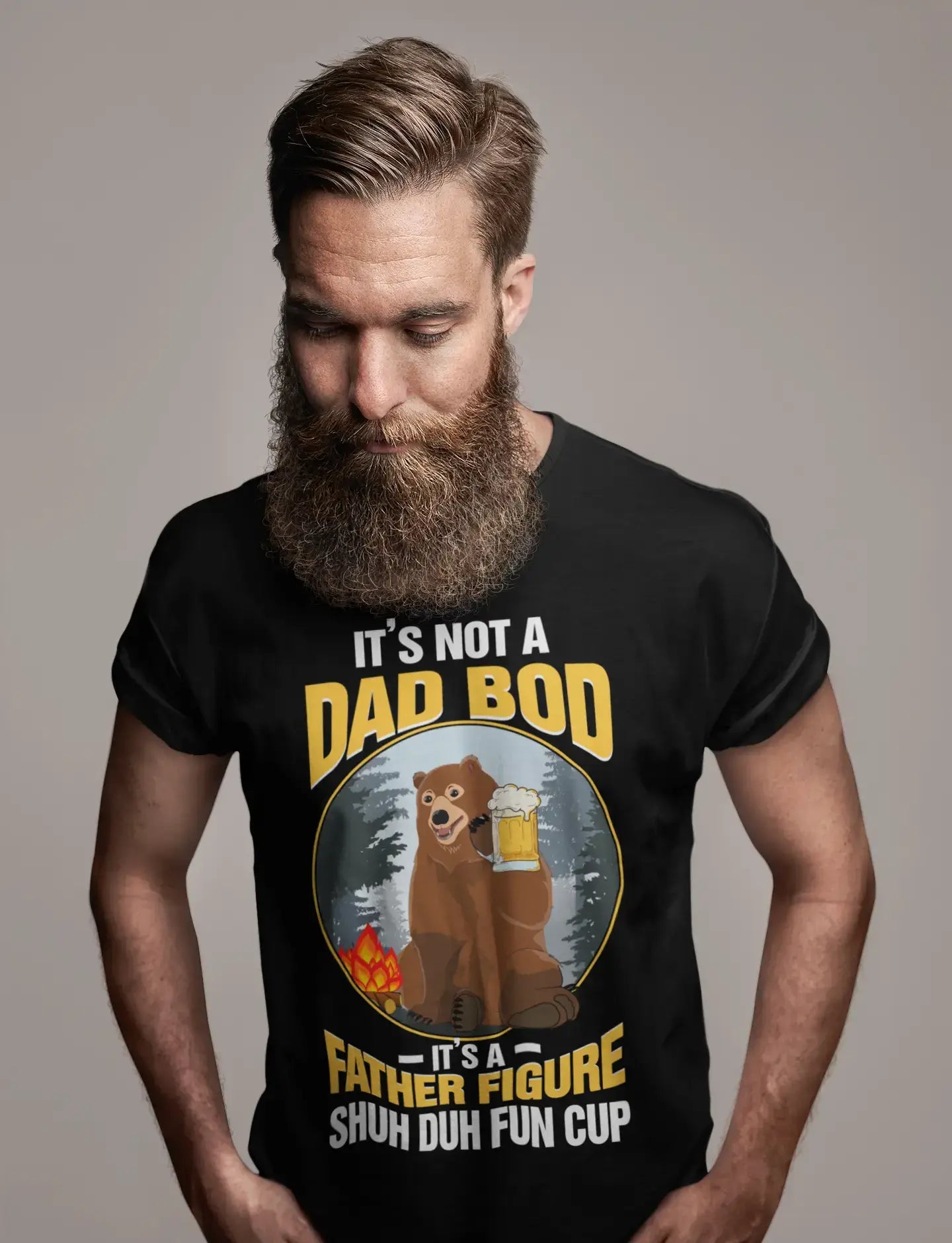 ULTRABASIC Lustiges Herren-T-Shirt „It's Not a Dad Bod It's a Father Figure“ – Bären-Bierliebhaber-T-Shirt