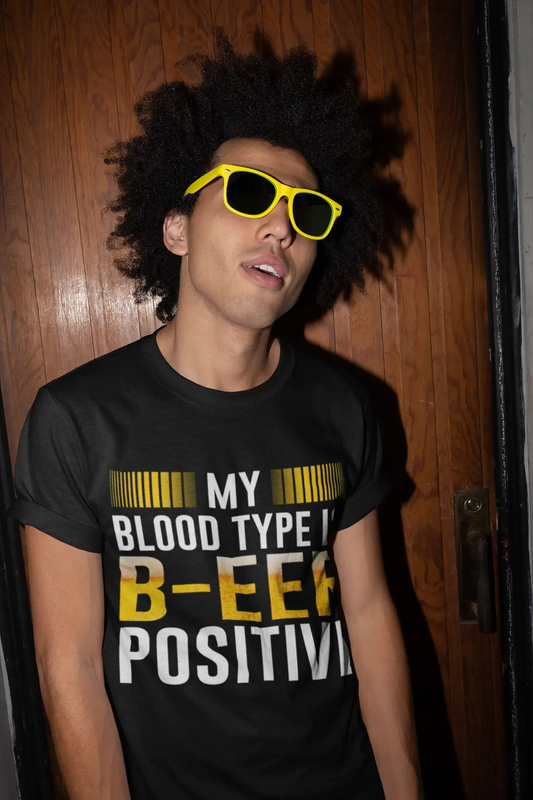 ULTRABASIC Lustiges Herren-T-Shirt „My Blood Type Is B-eer Positive“ – Bierliebhaber-T-Shirt