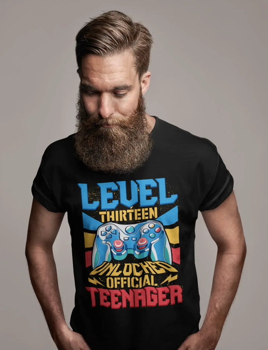 ULTRABASIC Men's Gaming T-Shirt Level 13 Unlocked Official Teenager - Gamer 13th Birthday Tee Shirt