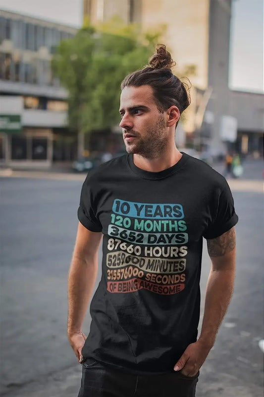 ULTRABASIC Men's Vintage T-Shirt 10 Years of Being Awesome - Funny 10th Birthday Tee Shirt