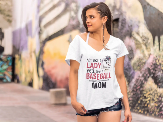 ULTRABASIC Women's T-Shirt Act Like a Lady Yell Like a Baseball Mom - Funny Tee Shirt for Mothers
