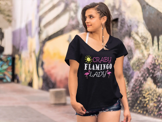 T-Shirt col en V femme ULTRABASIC Crazy Flamingo Lady T-Shirt drôle